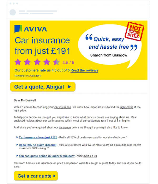 aviva webpage